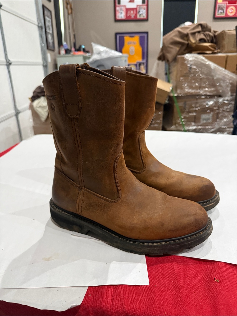 Wolverine Brown Leather Pull-On Work Boots